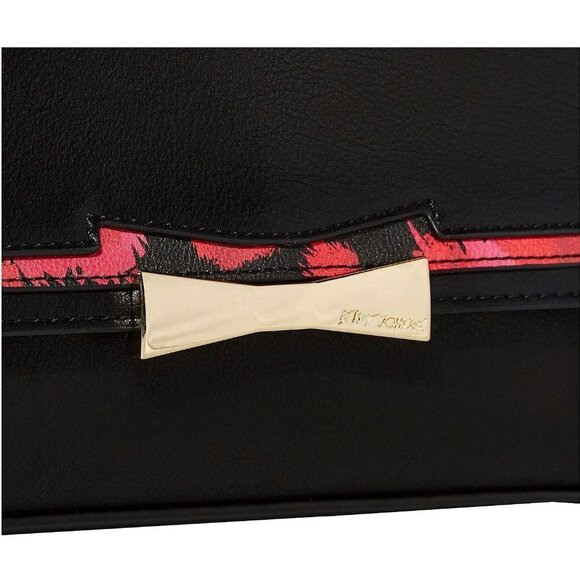 Betsey Johnson Black Pink Leopard Satchel - Picture 3 of 16